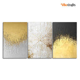 Golden Paint Texture Wall Painting of 3 Pieces