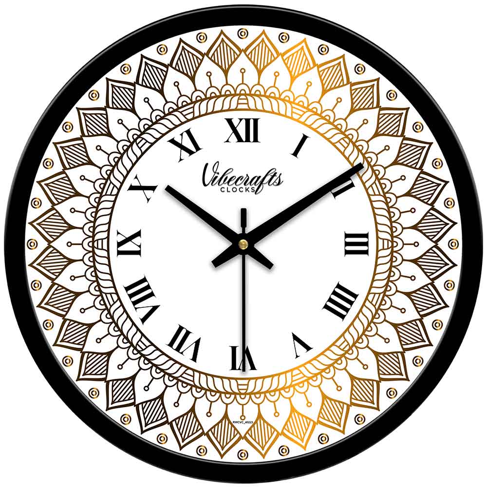 Golden Royal Pattern Designer Wall Clock