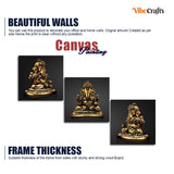Golden Statue of Lord Ganesha Canvas Wall Painting of 3 Pieces