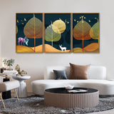 Textured Leaves Floating Canvas Wall Painting Set of Three