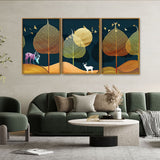  Leaves Floating Canvas Wall Painting Set of Three