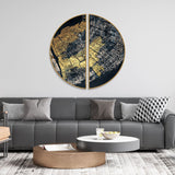 Golden Textured Pattern Art Semi Circle Frames Set Of 2