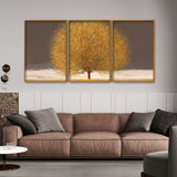 gold textures Floating Canvas Wall Painting Set of Three