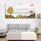 Trees with Beautiful Sunrise Premium Canvas Wall Painting