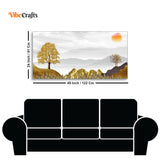 Golden Trees with Sunrise Premium Canvas Wall Painting