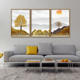  Beautiful Sunrise Premium Floating Canvas Wall Painting Set of Three