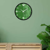 Green Wooden Texture Printed Designer Wall Clock