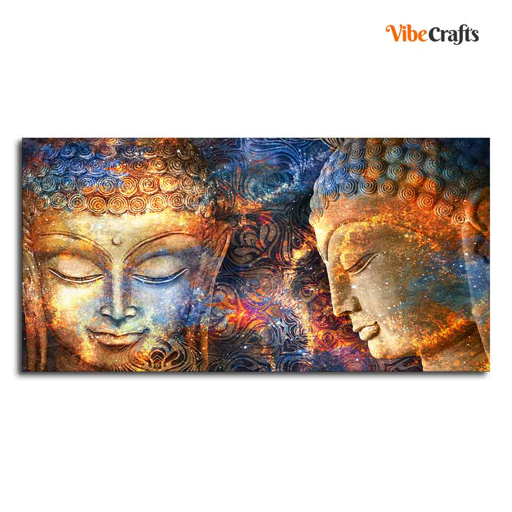 Golden Head of Lord Buddha Canvas Wall Painting