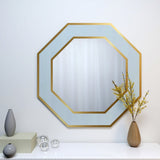 Hexagon Shape Decorative Wooden Framed Wall Mirror