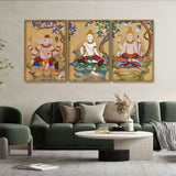 Hindu God Thai Style Art Canvas Floating Canvas Wall Painting Set of Three