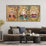 Thai Style Art Canvas Floating Canvas Wall Painting Set of Three