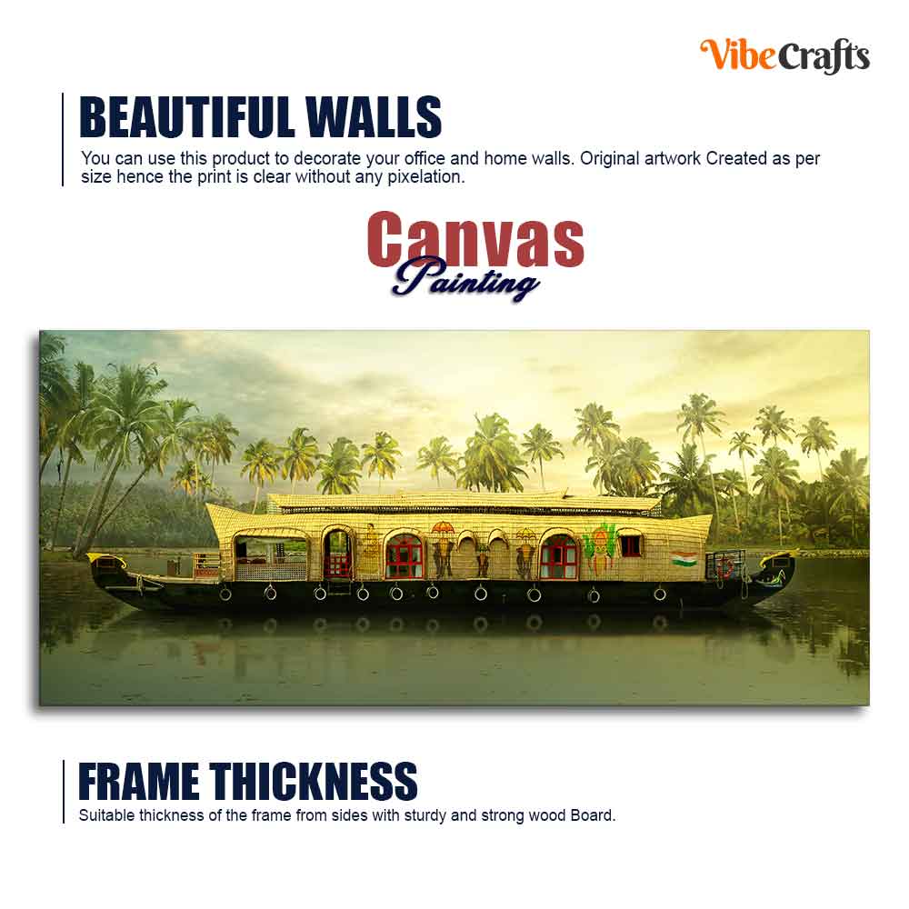 House Boat in Kerala Premium Wall Painting