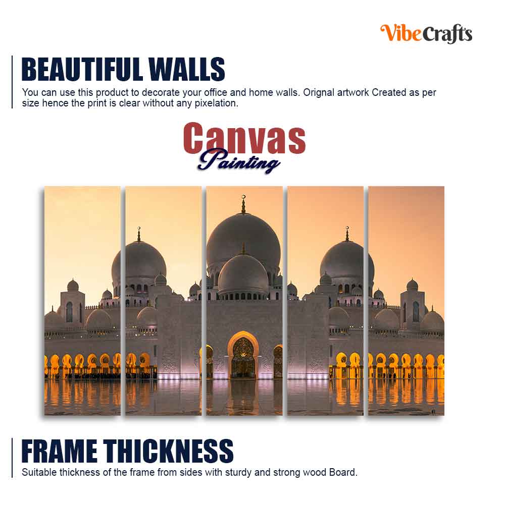 Islamic Canvas Wall Painting of Sheikh Zayed Grand Mosque 5 Panels