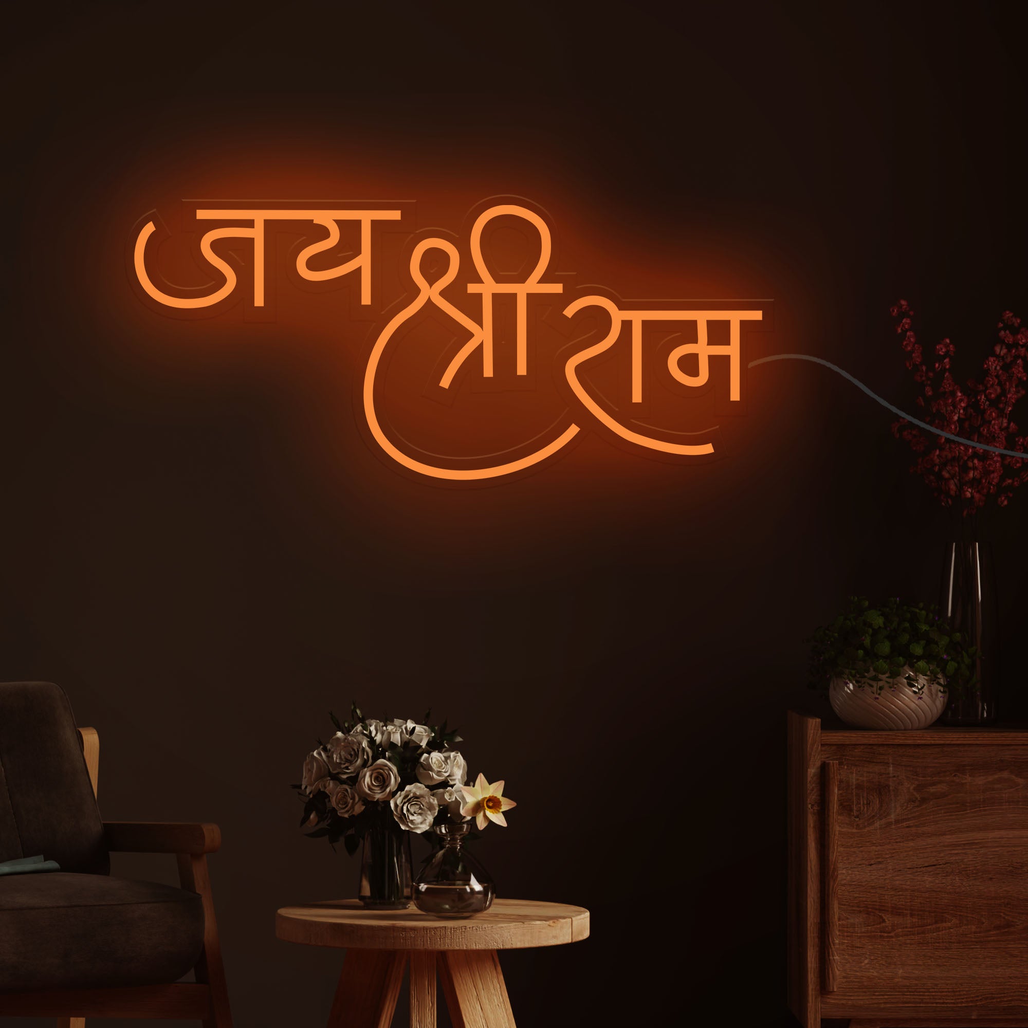 "Jai Shree Ram" Text Neon Sign LED Light