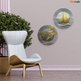 Jumping Dolphin in the Ocean Wall Hanging Plates of Two Pieces