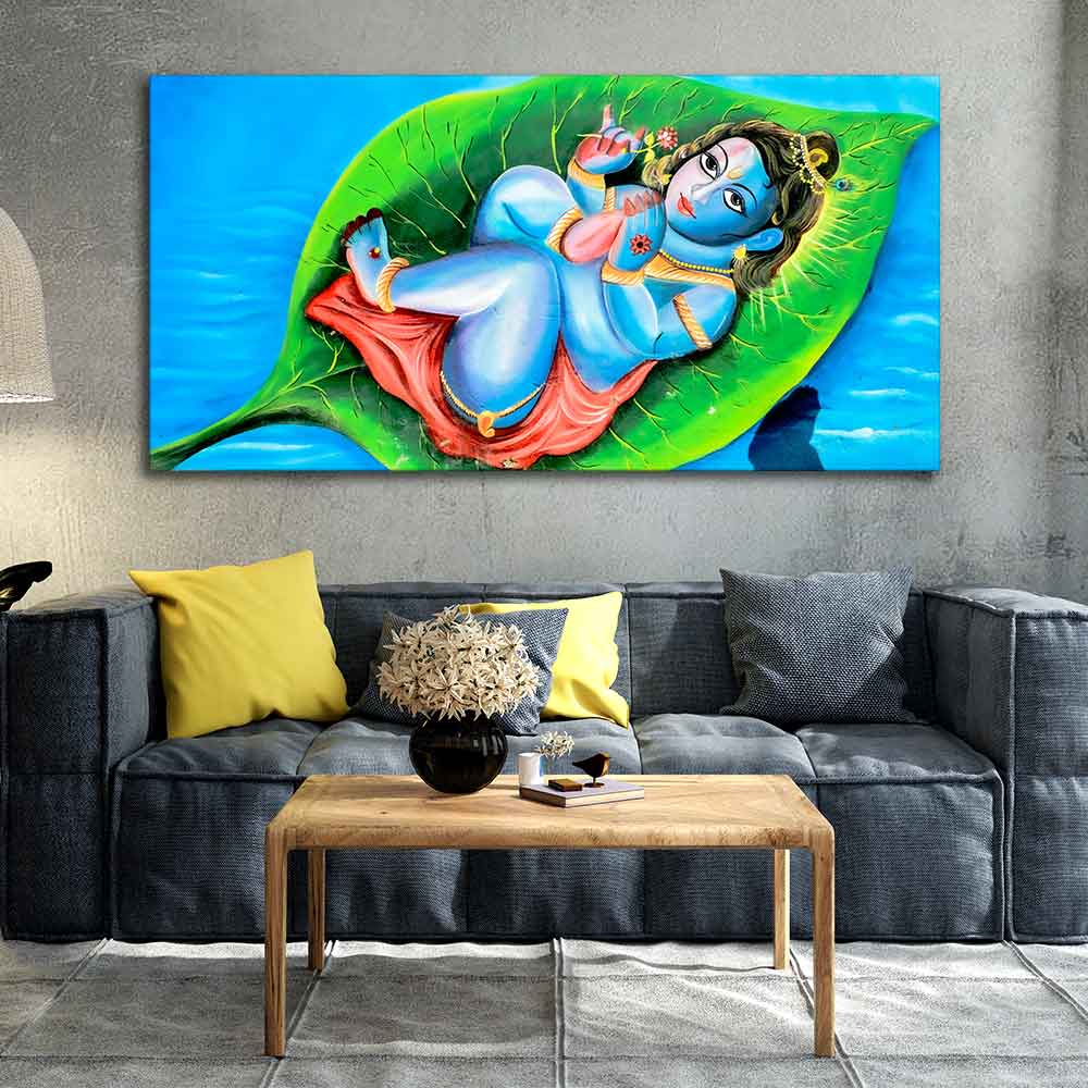 Little Krishna Abstract Wall Painting