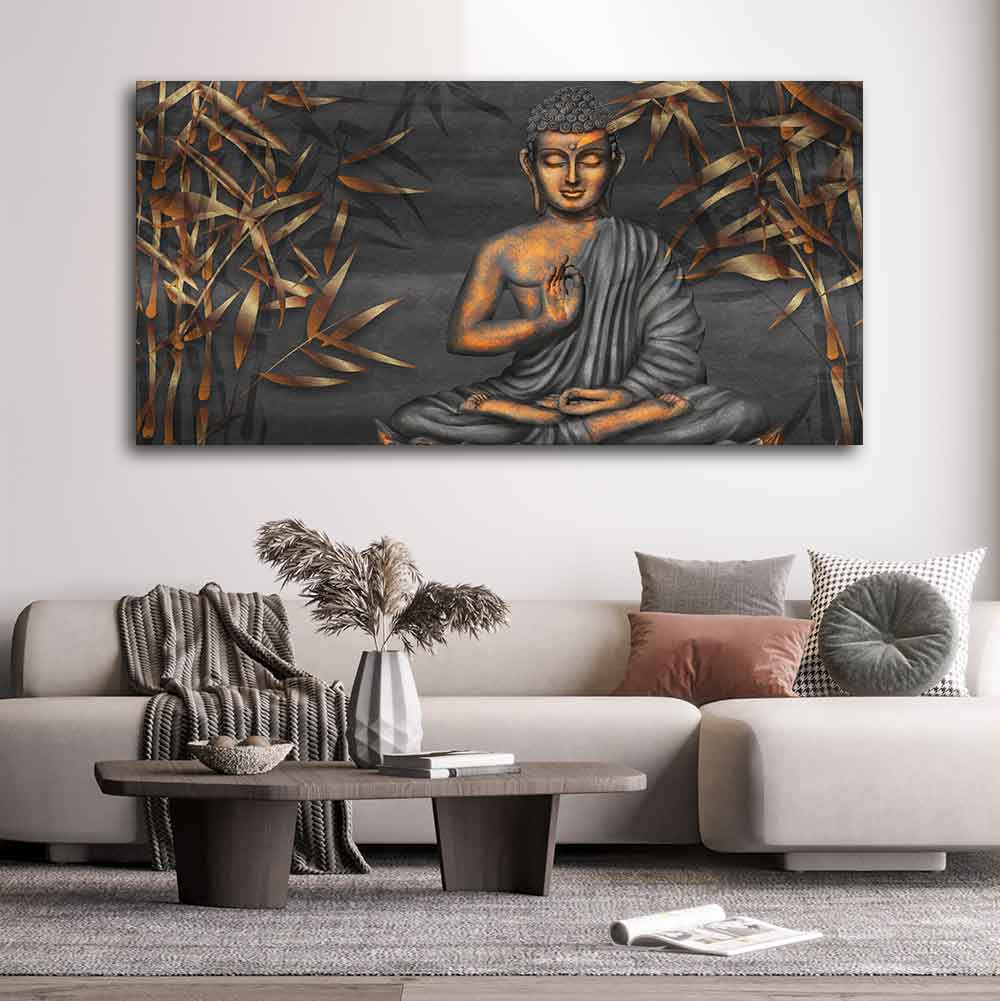 Lord Buddha Sitting on Lotus Canvas Wall Painting