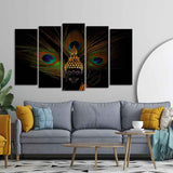 Lord Buddha With Peacock Feather Wall Painting of Five Pieces Set