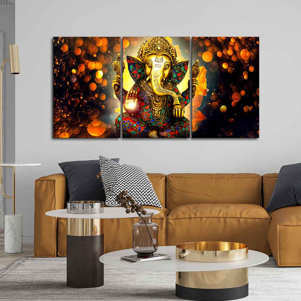 Lord Ganesha Canvas Wall Painting of Pieces – Vibecrafts