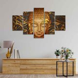Lord Gautam Buddha with Serene Smile Wall Painting of Five Pieces