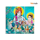 Radha Krishna Wall Painting 3 Panel Set
