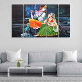 Lord Radha Krishna Five Pieces Canvas Wall Painting