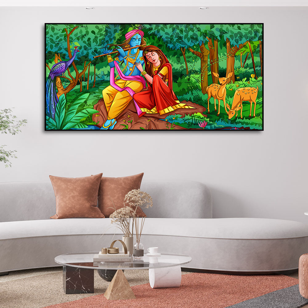 Radha Krishna in Forest Wall Painting
