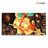Lord Radha Krishna with Flute Canvas Big Wall Painting Wall Art