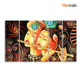 Lord Radha Krishna with Flute Five Pieces Canvas Wall Painting