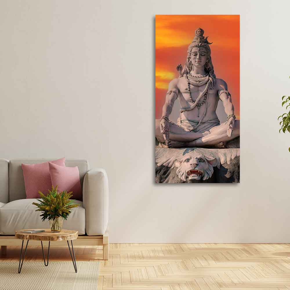 Lord Shiva Sculpture Canvas Wall Painting 