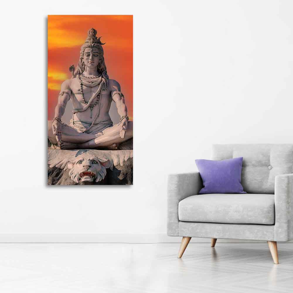 Lord Shiva Sculpture Canvas Wall Painting for Hall