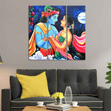 Radha Krishna Canvas Wall Painting Set of 3 Panel