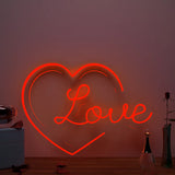 "Love" Text in Heart Neon LED Light