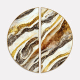 Golden Marble Texture Art Semi Circle Frames Set Of 2