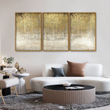Luxurious Golden Pattern Premium Floating Canvas Wall Painting Set of Three