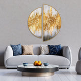 Luxurious Golden Pattern Semi Circle Frames Set Of 2