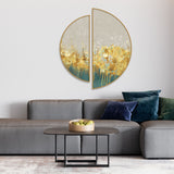 Luxurious Golden Texture Art Semi Circle Frames Set Of 2