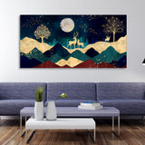 Art of Mountains and Deer Premium Wall Painting