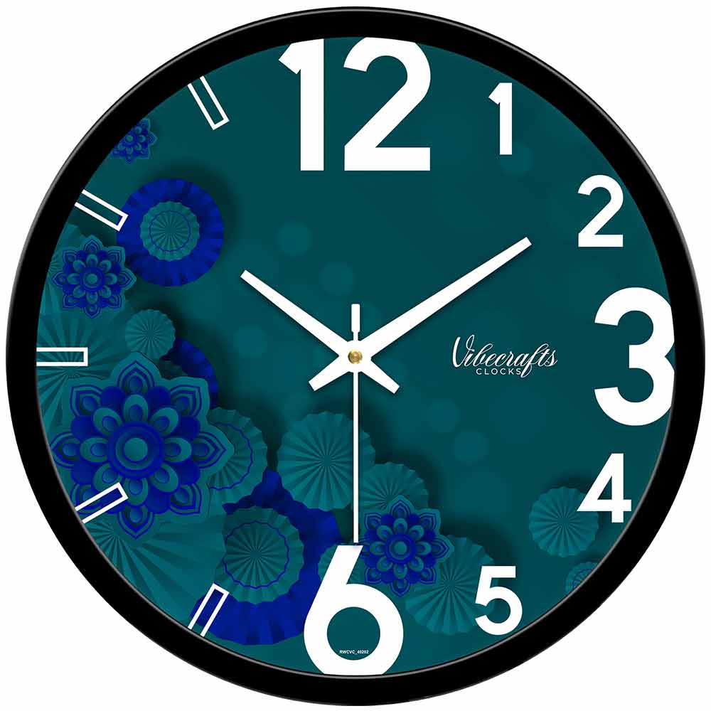 Luxury Flowers Pattern Designer Wall Clock