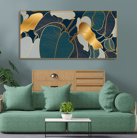 Luxury Golden Art Monstera Leaves Canvas wall Painting