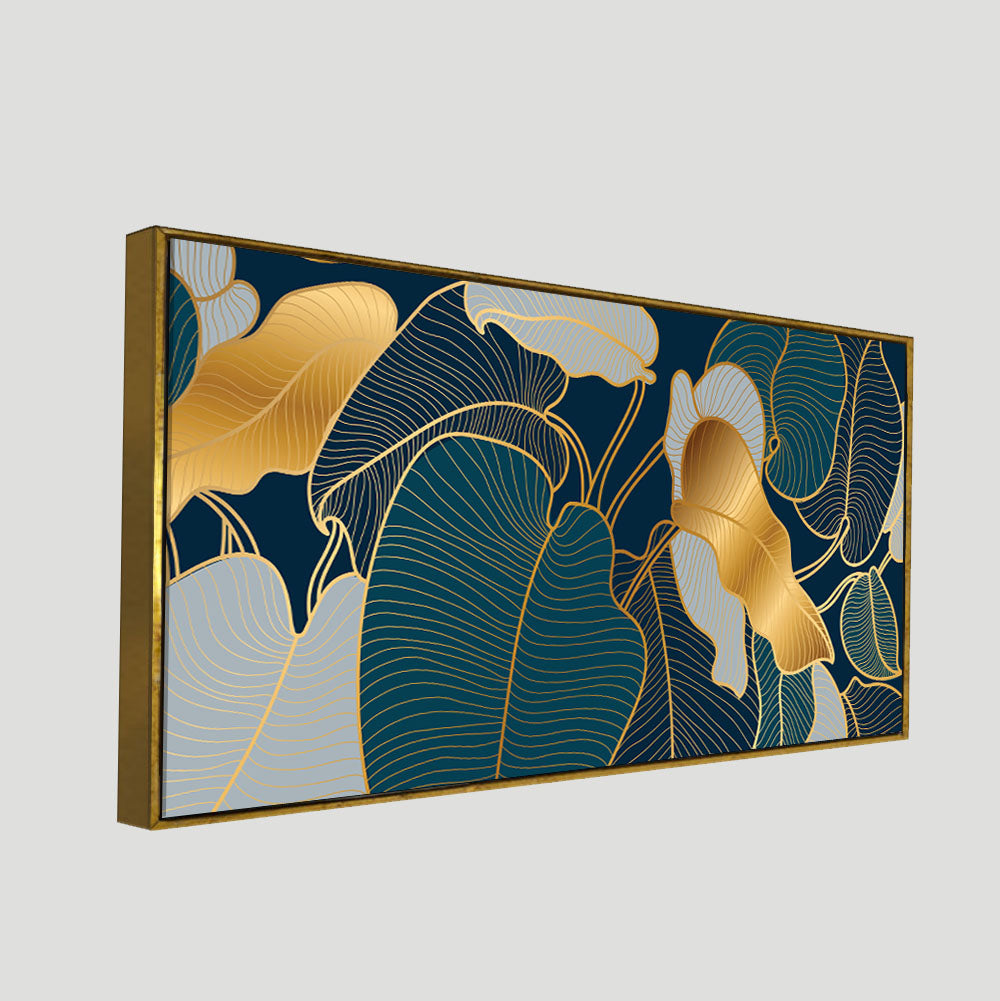 Luxury Golden Art Monstera Leaves Canvas wall Painting