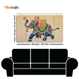 Madhubani Art Elephant Premium Canvas Wall Painting Set of Five