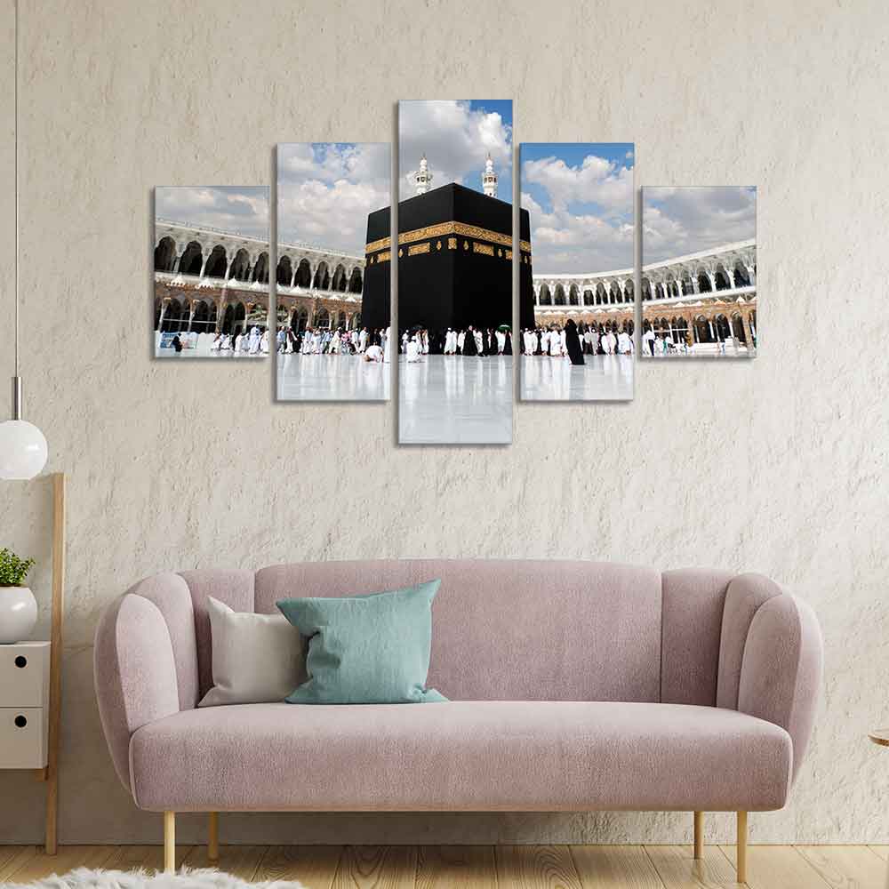 Masjid Al Haram Canvas Wall Painting of Five Pieces Set