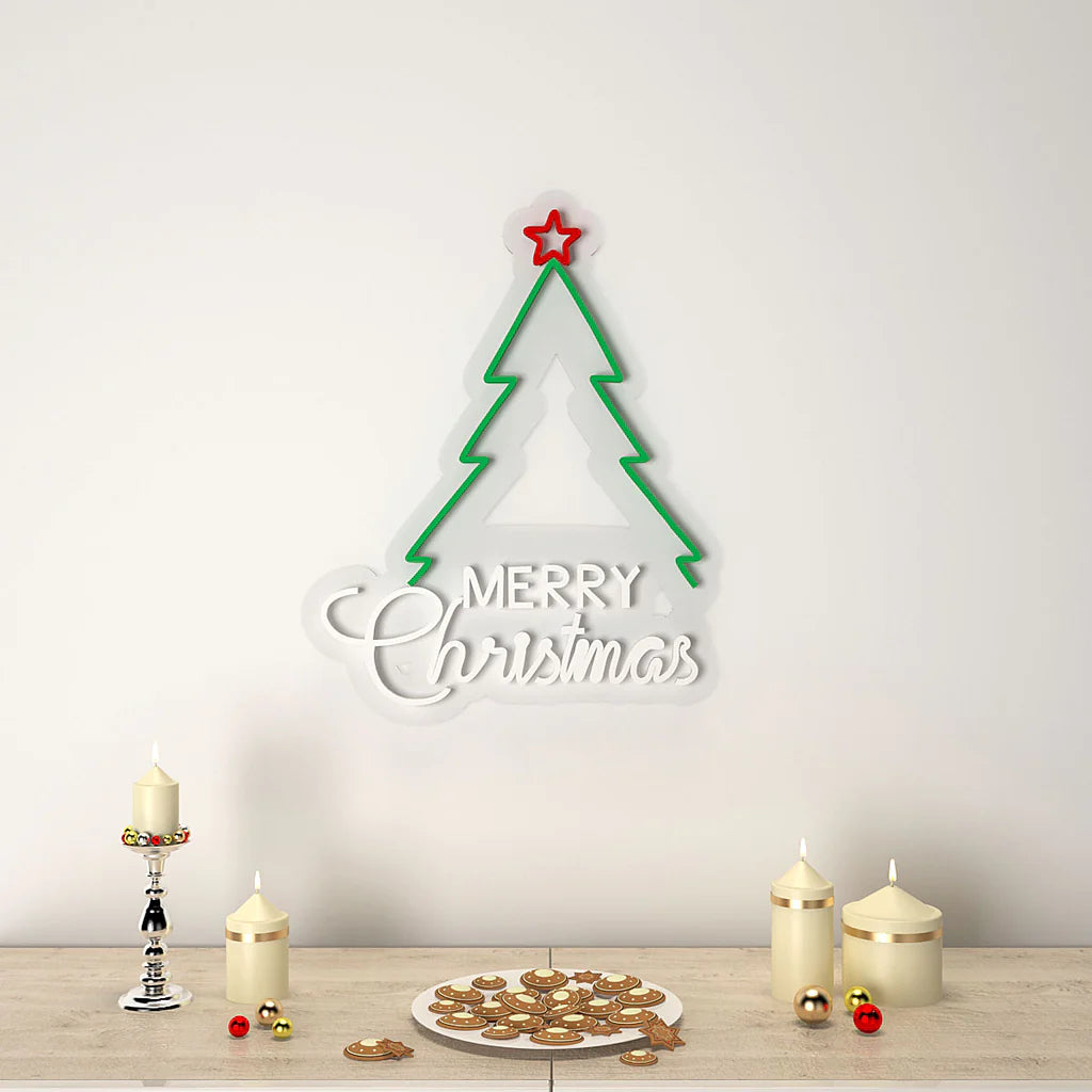 "Merry Christmas" with Tree Neon LED Light