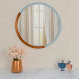 Minimalist Copper & Silver Finish Round Wooden Wall Mirror