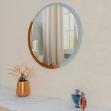  Copper & Silver Finish Round Wooden Wall Mirror