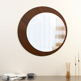 Minimalistic Round Shape Wooden Wall Mirror