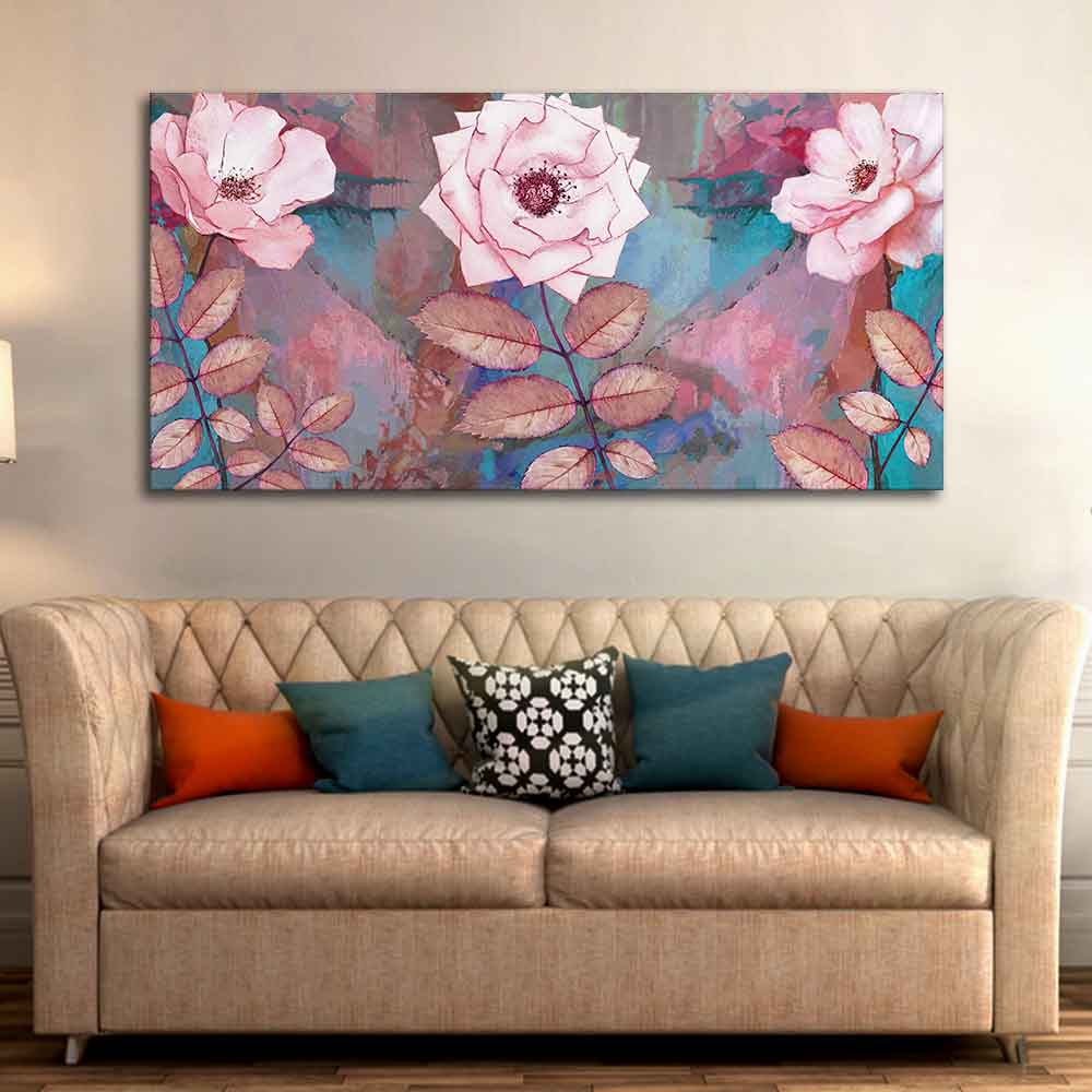 Modern Abstract Art of Pink Rose Wall Painting