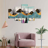 Modern Art Forest Premium Wall Painting Five Pieces Set