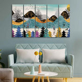 Modern Art Forest Wall Painting Set of Five Pieces